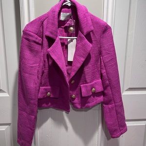 magenta cropped blazer